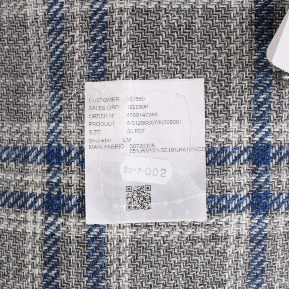 Sartorio Kiton NWT Wool Blend Sport Coat Size 50R (40R US) Gray w/ Blue & White